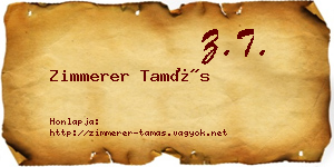 Zimmerer Tamás névjegykártya
